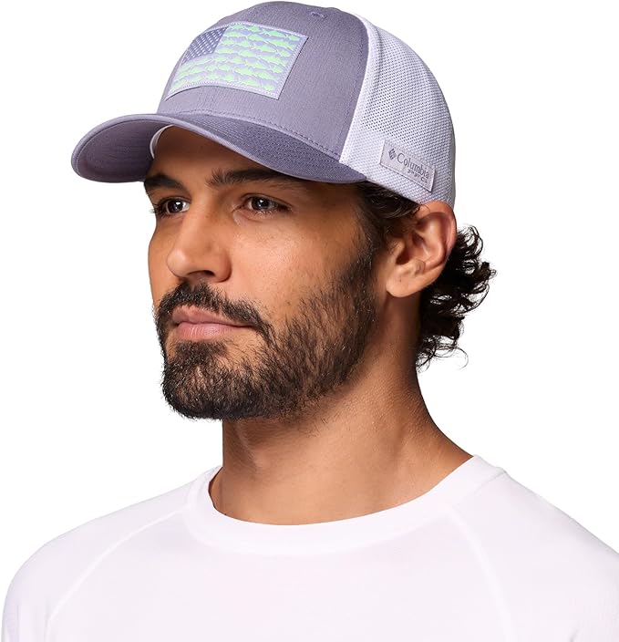 Columbia Unisex PFG Fish Flag Mesh Ball Cap, New Moon/Fish Flag, S/M