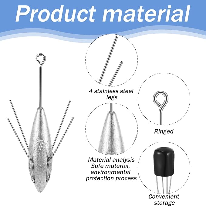 Sotiff 5 Pcs Sputnik Sinker Surf Fishing Weights Fishing Equipment Long Tail Surfing Surf Casting Sinkers Spider Weights for Catfish Near Sea Ocean Ship Breakwater Large River Beach Man Gift