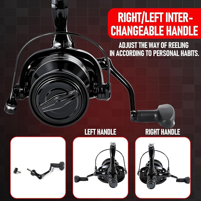 Sougayilang Free Spool Spinning Reel – 30LB Drag, 4.9:1 Gear Ratio, 9+1 Bearings, CNC Aluminum Spool, Large Line Capacity for Surf, Offshore, Catfish, Shark, Redfish