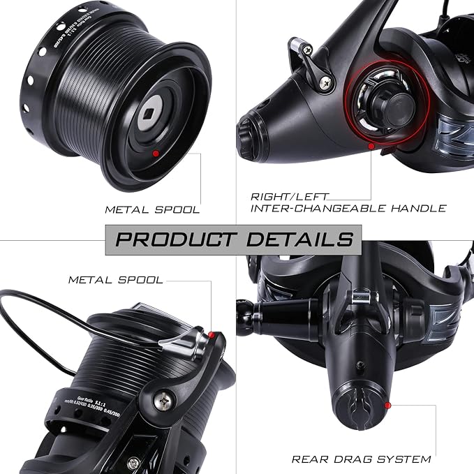 Sougayilang Spinning Fishing Reel 12+1BB Metal Body Smooth Carp Spinning Reels for Saltwater Freshwater Fishing