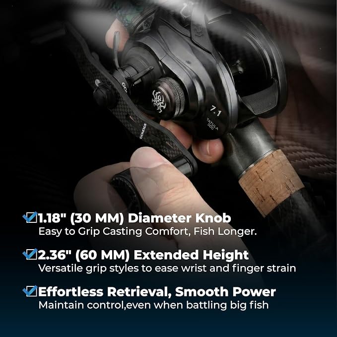 GOMEXUS Power Handle Compatible for Shimano SLX Tranx Curado Daiwa Tatula Zillion Steez Abu Garcia 13 Fishing Baitcasting Reel Crank Bass Fishing