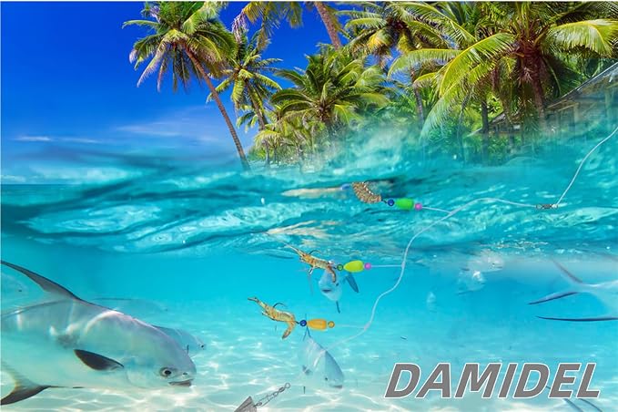 6Pcs Pompano Fishing Rigs Ready Kit，3 in 1 Float Rigs with Triple 3/0 Circle Hook for Surf Fishing，（12/0） Fishing line / 50in length/50lbTension in freshwter and Saltwater