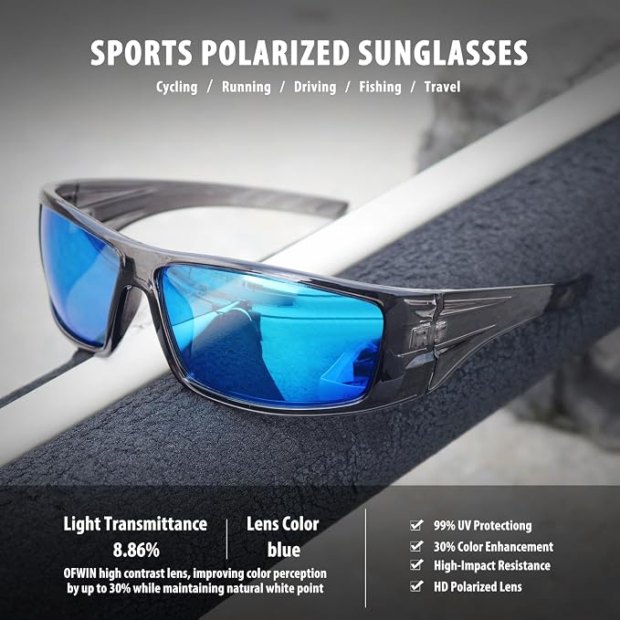 Polarized Sports Sunglasses for Men Women Unbreakable Frame Cycling Fishing Wrap Around Sunglasses UV400 Protection