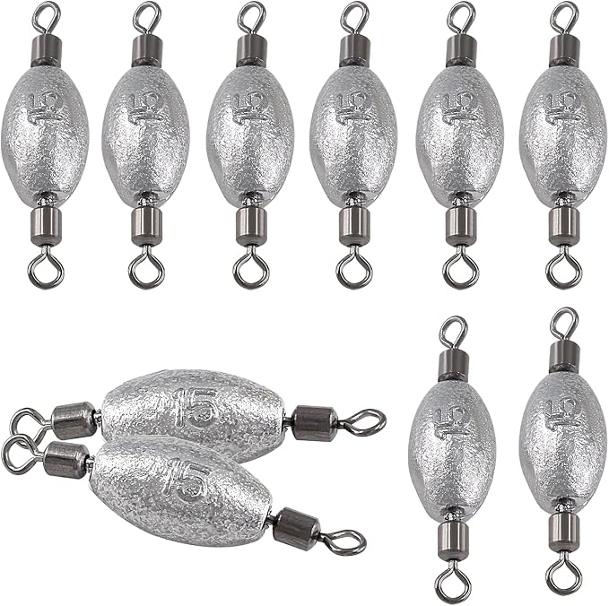 Hitefu Fish Weight Sinkers, Inline Weights Lead Fishing Weights Trolling Sinkers, Egg Sinkers for Bottom Fishing (3/8, 1/2, 3/4oz)