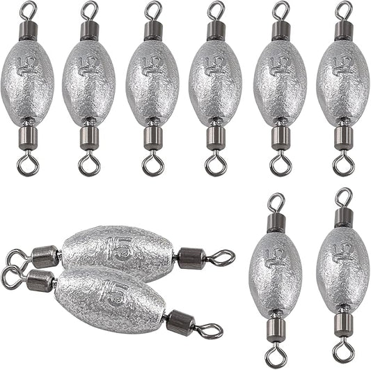 Hitefu Fish Weight Sinkers, Inline Weights Lead Fishing Weights Trolling Sinkers, Egg Sinkers for Bottom Fishing (3/8, 1/2, 3/4oz)
