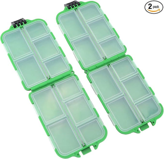 2PCS Lure Accessories Fishing Storage Boxes Fishing Tackle Storage Case Dark Green 10x6.5x3cm Polypropylene Mini Tackle Boxes For Holding Worms Lures Beads and Weights
