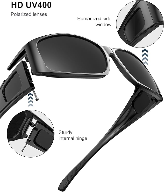 KALIYADI Polarized Sunglasses-Men Women Fit-Over-Glasses: Wrap Around Womens Sunglasses with UV400 for Driving Fishing Golf