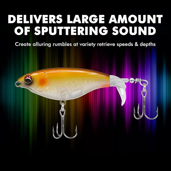 TRUSCEND Popobait Easy Catch Fishing Lures with BKK Hooks, Instant Startup, Longer Cast, Balanced Spray/Sound/Swim, Plopper Topwater Lures for Bass, Trout, Pike, Walleye, Freshwater Saltwater Fishing