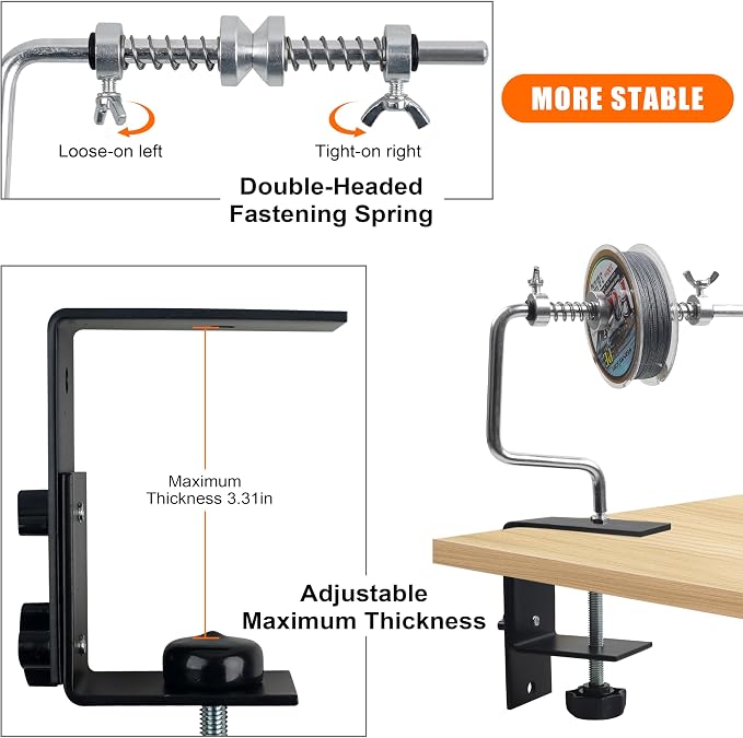 Fishing Line Spooler System, Portable Fishing Line Winder Adjustable Spinning Reel Spooling Station Machine