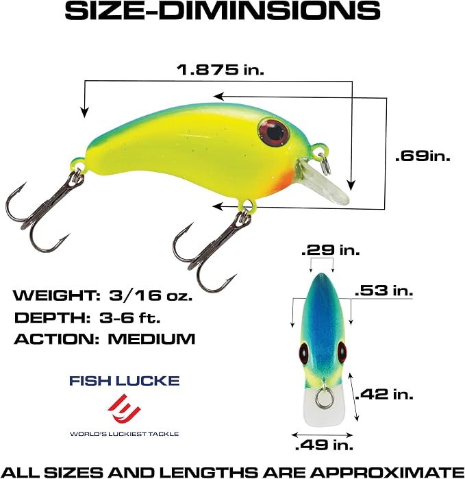 Luck E Strike Crappie Magic Crankbait (2 Inch Crappie Lure) Made in The USA