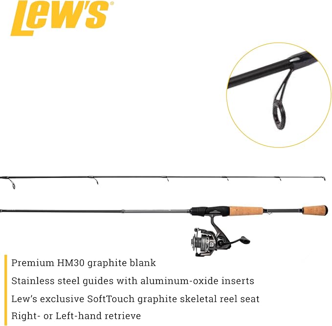 Lew's Speed Spin Spinning Reel and Fishing Rod Combo, HM30 Graphite Rod, 9+1 Bearings, Speed Gears