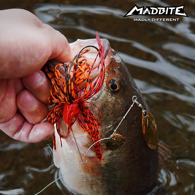 MadBite by KastKing Spinnerbait Fishing Lures, Bass Trout Salmon Walleye Stainless Steel Spinner Baits Kit, Saltwater Freshwater, 4 pcs