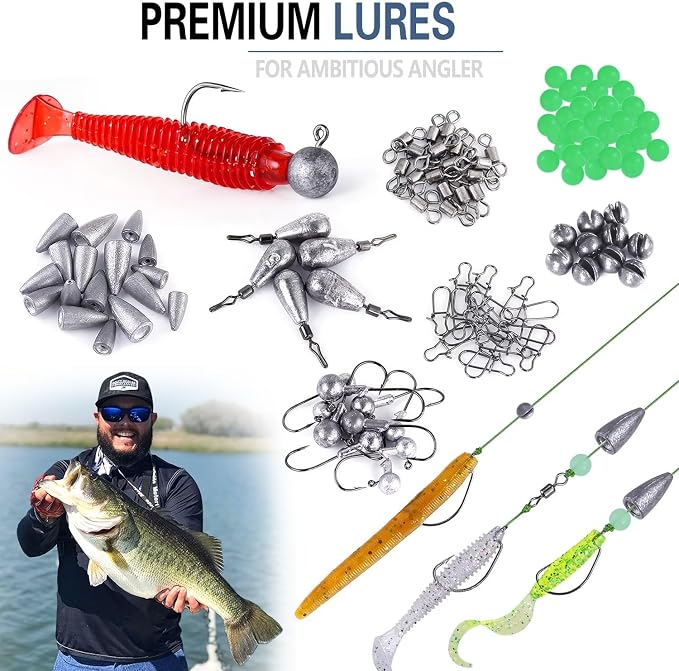 PLUSINNO Fishing Lures, All-in-One Fishing Tackle Box with Tackle Included, Fishing Gear Lure Bait Accessories Kit for Freshwater Bass Trout, Ideal Fishing Gifts for Men, Father & Beginners