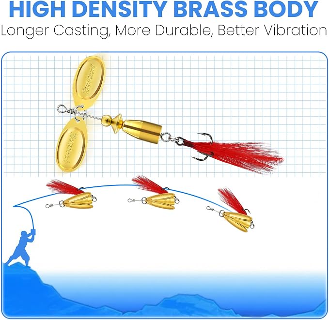 TRUSCEND Vibespinner Easy Catch Fishing Lures with BKK Hooks, Tail Spinner Baits with 4 Actions, Vibrating Swimming Flashing & Jigging for More Bites, Spoon Lures for Bass Trout Crappie Walleye Pike