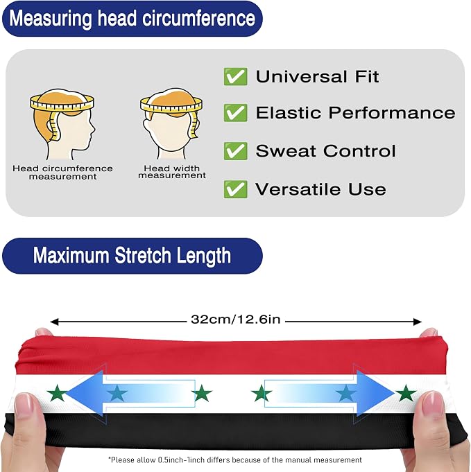 Flag Headbands for Men Women, Moisture Wicking Sweatband Breathable Sports Headwrap, Non-Slip Stretchy Fitness Hair Band