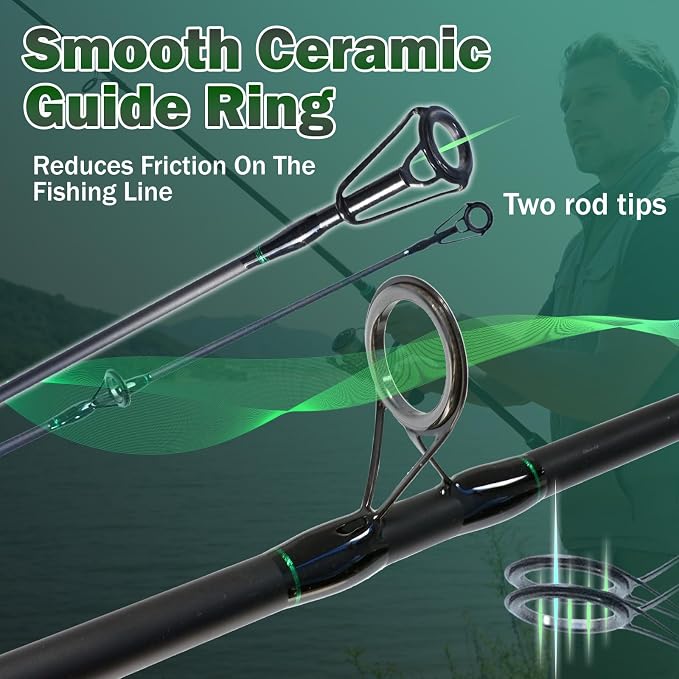 Surf Spinning Fishing Rod 9'/10'/11'/12', 3-Piece Carbon Fiber Saltwater Rod with 2 Tips, Lightweight High-Sensitivity Long-Cast Shore & Beach Casting Rod for Pier Surf Fishing