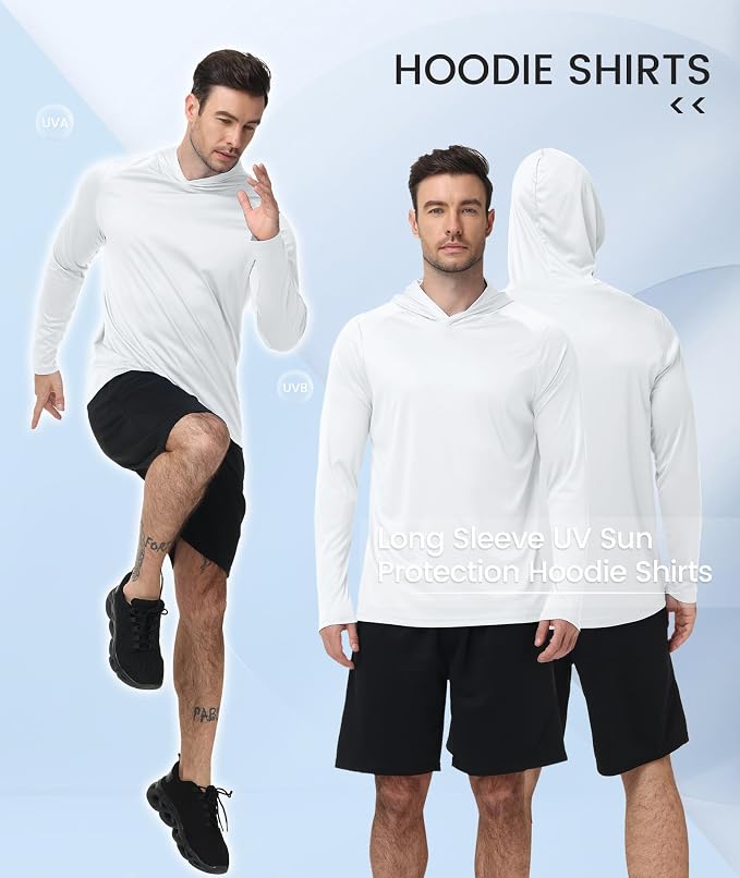 ZITY 3 Pack Men's Sun Protection Hoodie Shirt Fishing Shirts for Men UPF 50+ Long Sleeve Shirt Lightweight Rash Guard