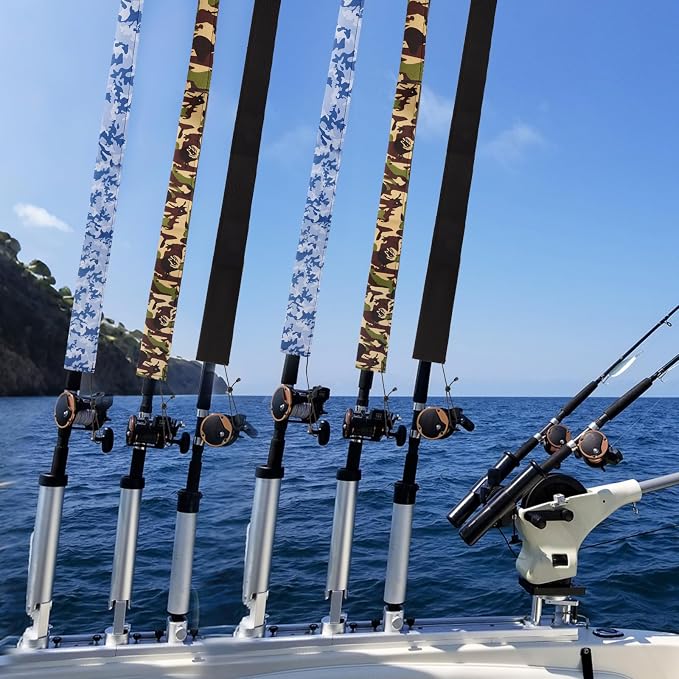 Neoprene Camo Fishing Rod Sleeves,Fishing Pole Sleeves,Fishing Rod Socks | UV Resistance,Puncture Resistant, Protect Casting, Spinning, Trolling Fishing Rods, Storage, tangled-free,75in,68in,60in