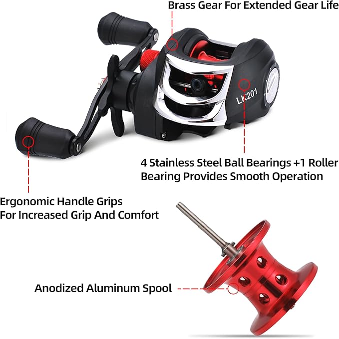 Kilitn Fishing Rod and Reel Combo, Baitcasting Combo Baitcast Reel 5 Foot Durable Fiberglass Telescopic Rod with Fishing Line Full Kits Comfortable Handle