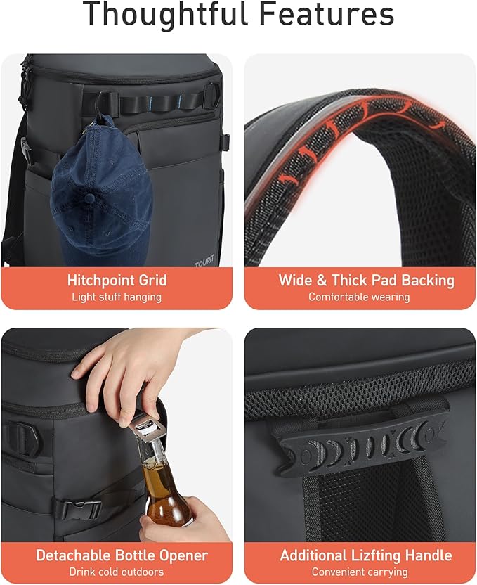 TOURIT Cooler Backpack 32 Cans Large Capacity Insulated Backpack Cooler Bag for Men Women to Picnic, Hiking