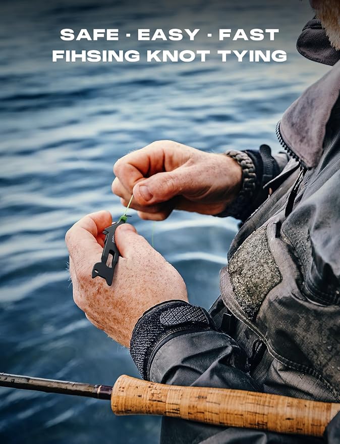 HOOK-EZE Fishing Nail Knot Tying Tool Combo|Includes Waterproof Pocket Guide, Nail Knot Tying Tool with Hook Cleaner, Zinger Retractor|Fly Fishing Accessories Fishing Gifts & Stocking Stuffers for Men