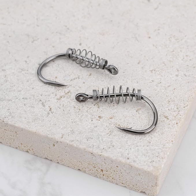 20Pcs Spring Fishing Hooks, High Carbon Steel Hooks with Metal Spring Barbed Swivel Fishing Hooks Suitable forPower Bait Trout Carp