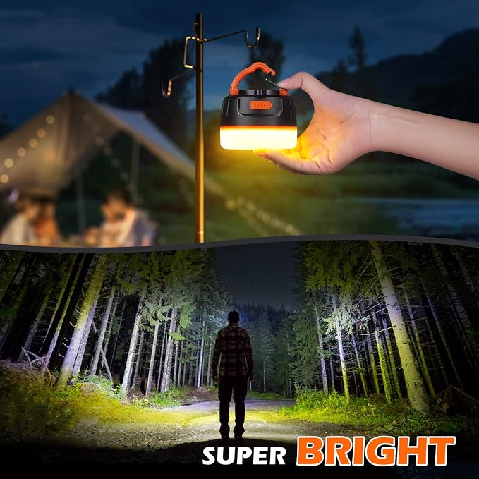 Yonktoo Camping Lantern with Remote Control, 6400mAh Rechargeable Lamp, IPX5 Waterproof Tent Light for Camping, Hiking, Power Outages, Home, Emergency Use - Wireless Remote Edition,Orange