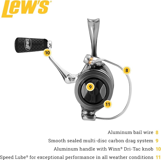 Lew's HyperMag Spinning Fishing Reel, 6.2:1 Gear Ratio, Right or Left-Hand Retrieve, Magnesium Frame, Premium 11 Stainless Steel Ball Bearings