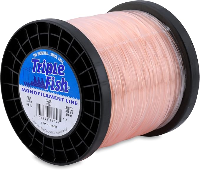 Triple Fish Monofilament Fishing Line - Strong Clear Pink Camo Color for Trolling, Bottom Fishing, Casting Main Line Catfish, Bass