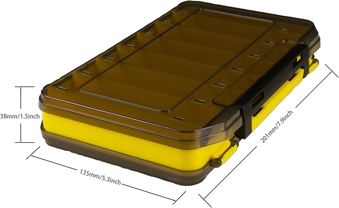 Tackle Box for Hard Baits, Double Sided Hard Lure Storage Case with V Slots Drain Holes, 14 Slots Fishing Organizer for Crankbait Jerkbait Minnow Stickbait (Y1420)
