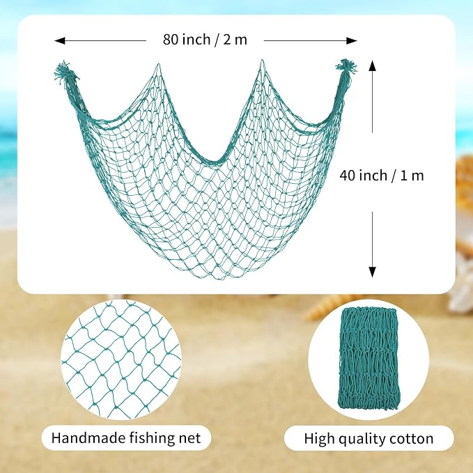 2 Pack Fish Net Decorations for Party