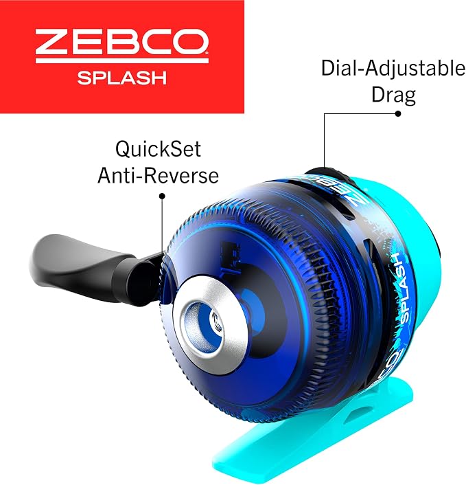 Zebco Kids Splash Jr. Spincast Reel and Fishing Rod Combo, 4-Foot 2-Piece Fishing Pole, Right-Hand Retrieve, Pre-Spooled with 6-Pound Cajun Line