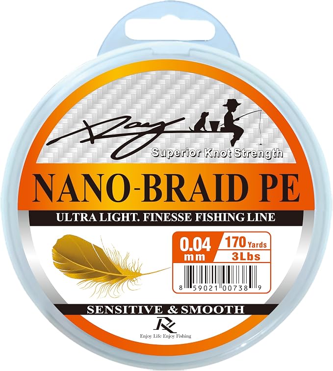 Ultra Slim Braided PE Fishing Line, Strong Knot Strength, Deign for Ultra Light Freshwater Fishing, Come with 3lb Test or 5lb Test, 170Yds Each Spool