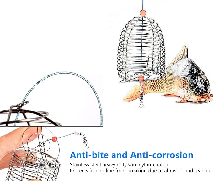 10Pcs/Pk Carp Fishing Bait Trap Cage Feeder Basket Holder Coarse Lure Feeder Carp Fishing Tackle Kit,Size L/M/S Available