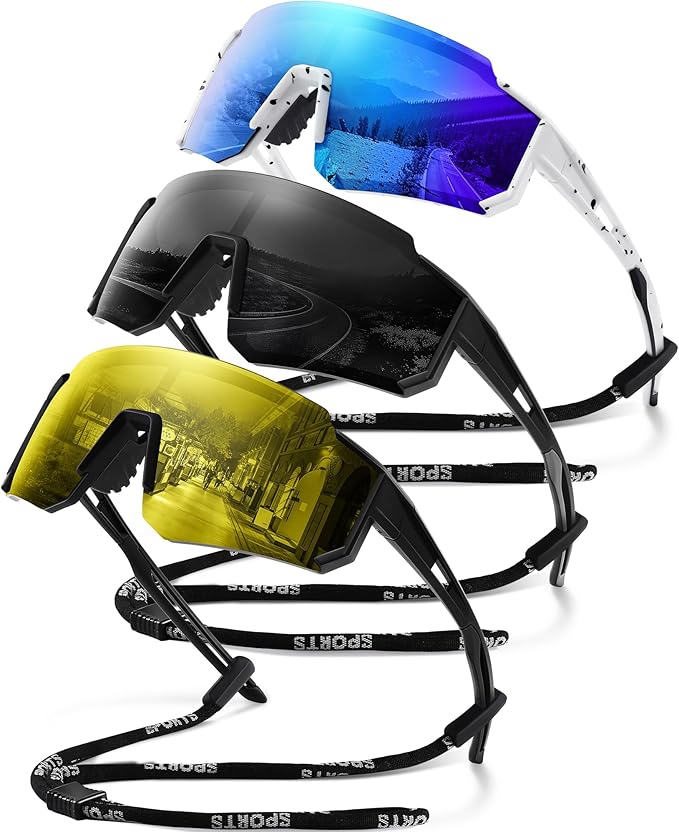 Polarized Sport Sunglasses for Men and Women, Lightweight TR90 Sun Glasses with UV Protection for Cycling Running