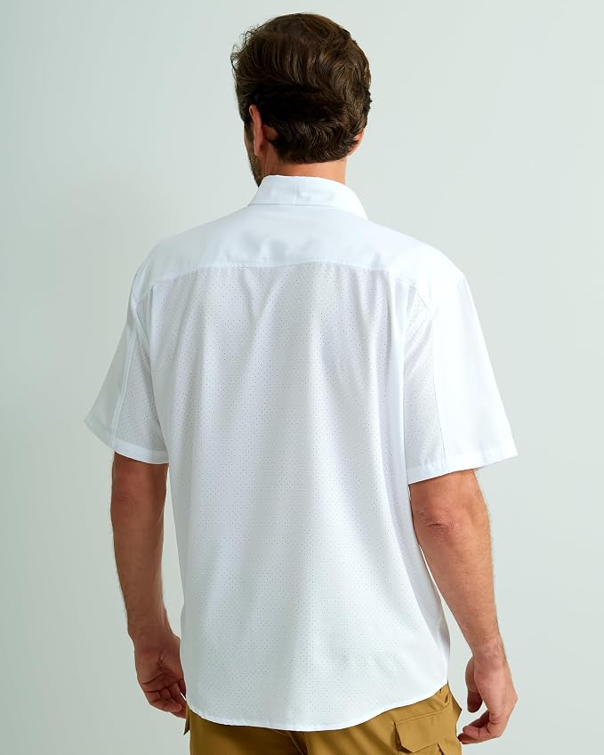 HUK Men's Tide Point Kc Scott Original Artwork Short Sleeve Shirt, Fishing Button Down