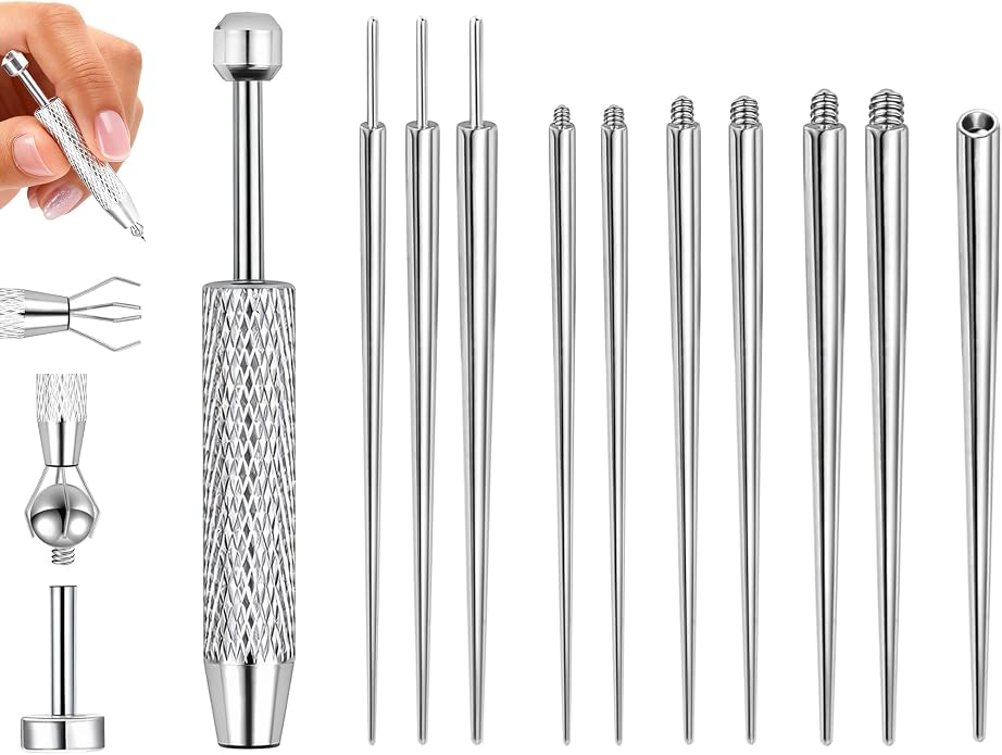 14g/16g/18g ASTM F136 Titanium Piercing Taper Insertion Pin for Internal Thread Tragus/Helix/Lip/Nose/Helix/Piercing Jewelry Cartilage Earrings Labret Nose Studs Stretcher Assistant Tool