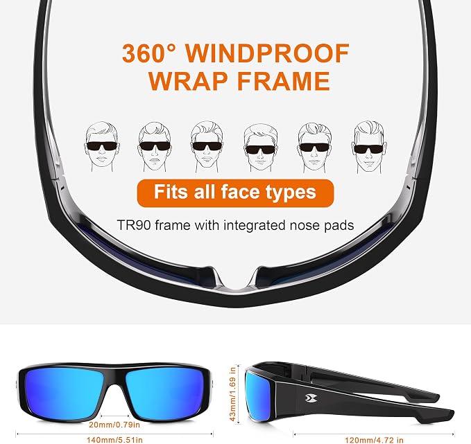 suoso Polarized Fishing Sunglasses for Men: Women UV400 Protection Wrap Around Sports Sun Glasses for Golf Driving Cycling