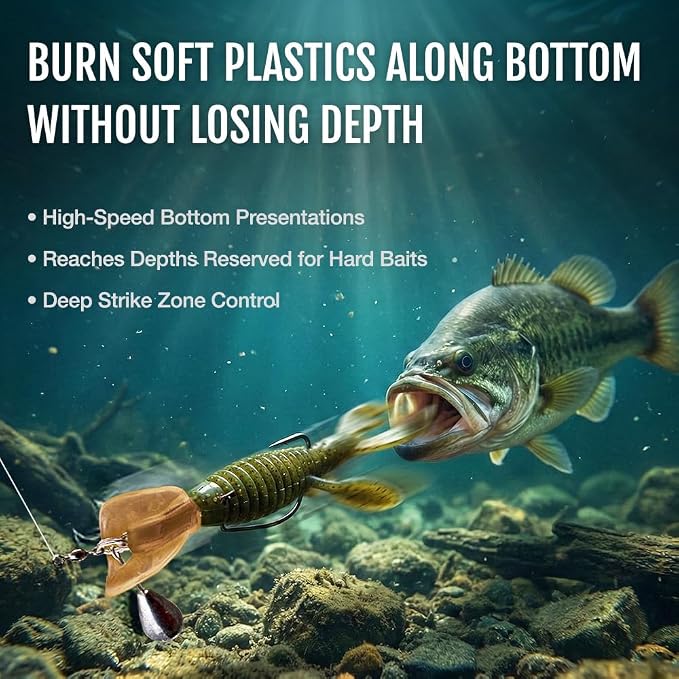 Headbanger BottomRocker Deep Diving Jig Head – Weedless Swimbait Head for Craws & Creature Baits – Patented Action Lip Prevents Rising – Texas Rig Bass Lure – 3/8 oz & 1/2 oz