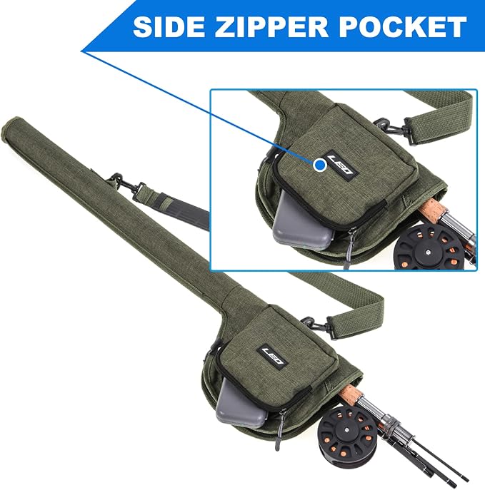Fishing Rod Case Fishing Pole Bag with Reel Pouch Fly Fishing Bag for 9FT 2 Pieces/4Pieces Rod Fishing Rod Bag