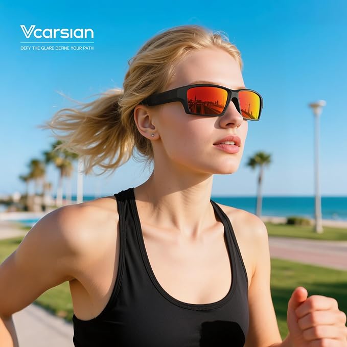 Polarized Sports Sunglasses for Men Women - Wrap Around Sun Glasses with UV Protection Fishing Cycling Running