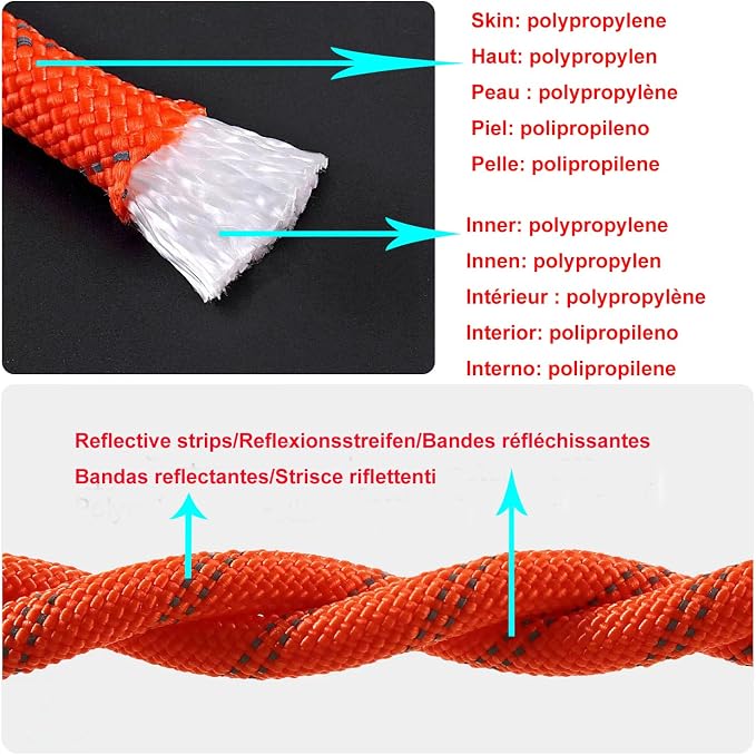 Marine Rope with Hook, 1/2 in x 32 ft, Floating Dock Line for Anchor, Throw, Tow, Mooring, Boating, Reflective Red