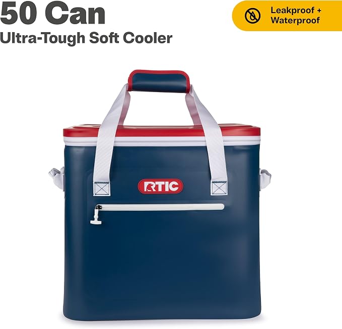 RTIC Ultra-Tough Soft Cooler 50 Can, Insulated Bag Portable Ice Chest Box for Lunch, Beach, Drink, Beverage, Travel, Camping, Picnic, Car, Trips, Floating Cooler Leak-Proof with Zipper