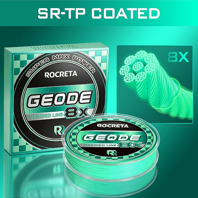 Geode Braided Fishing Line, 10-200 lb, 8 Strands, 300yds/500yds/1000yds, Colored Braid Superline