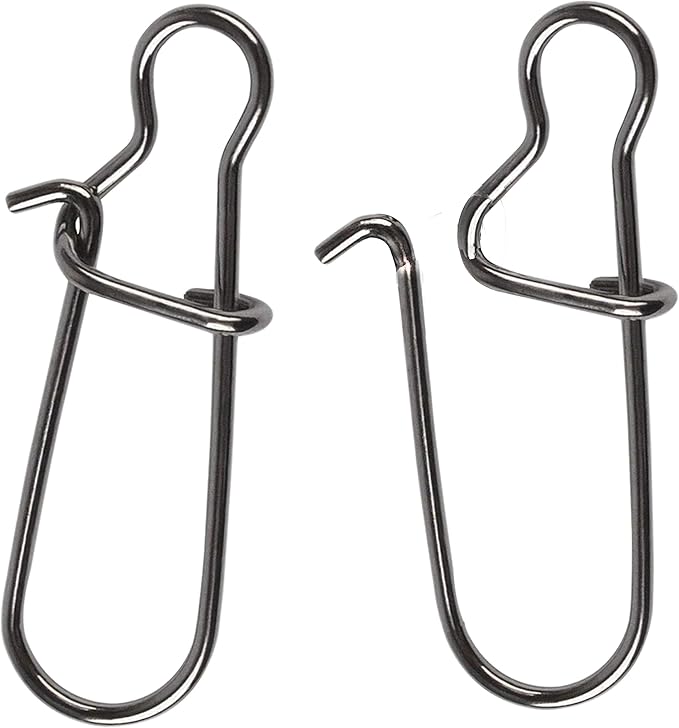100 Pack Duo Lock Snaps Size 0-8 Black Nice Snap Swivel Solid Rings Stainless Steel Fishing Tackle Kit - Test: 26LB-220LB