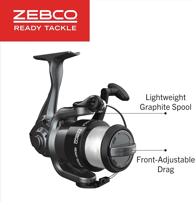Zebco Ready Tackle Spinning Reel and Fishing Rod Combo, Includes Tackle Kit