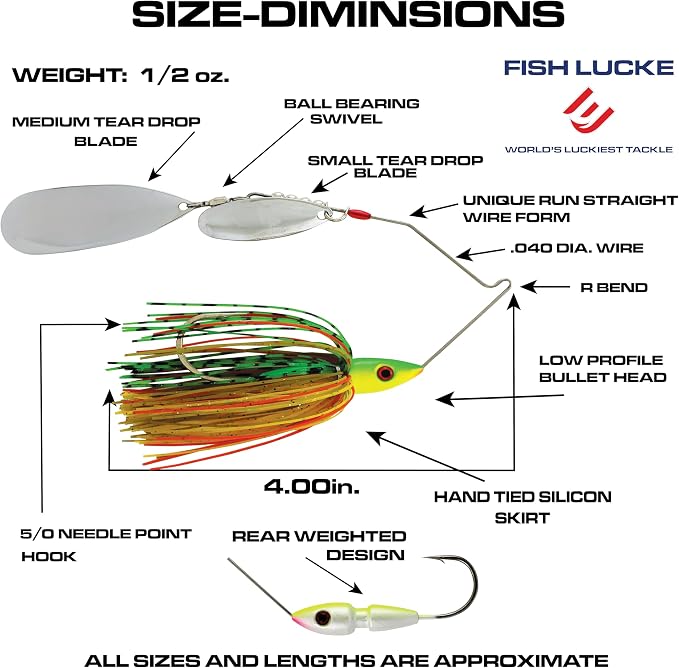 Luck E Strike Hydra-Vibe Spinner Bait with Custom Blades