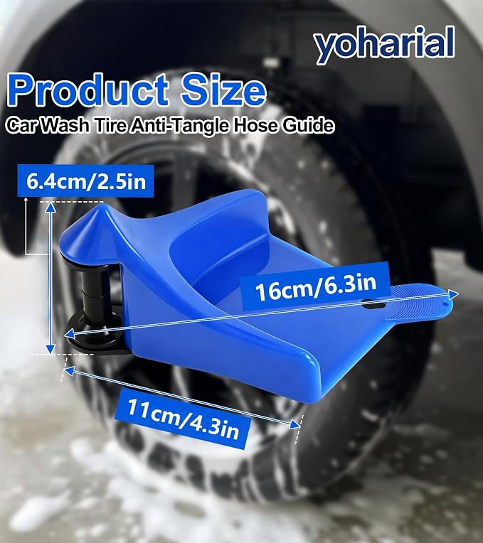 4Pcs Car Hose Guide for Washing, Plastic ‌Car Washing Tire Hose Guide with Roller Prevents Tire Displacement and Line Jamming, Car Wash Tools/Accessories, Blue