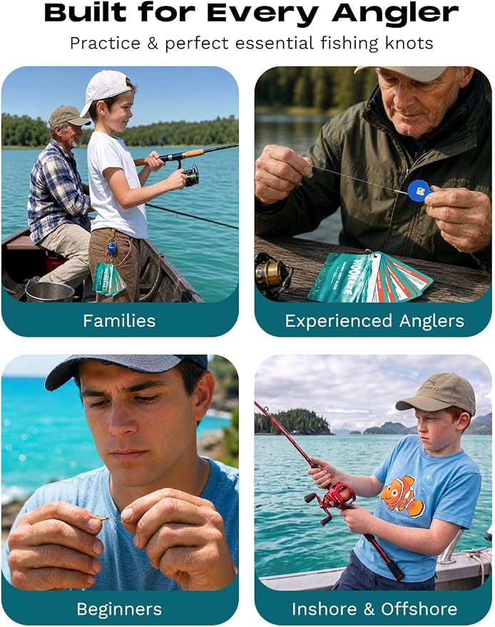 HOOK-EZE Complete Fishing Knot Tying Guide Kit|Includes Waterproof Guide to 13 Essential Knots, Knot Tying Tool, Practice Hook & Lines, Zinger Retractor|Fly Fishing Gifts & Stocking Stuffers for Men