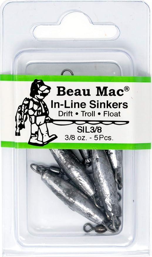 Beau Mac in-Line Sinker | SIL | Precision Weighted Drift Fishing Sinker for River, Stream, & Float Fishing | Durable | Ideal for Steelhead, Salmon & Trout